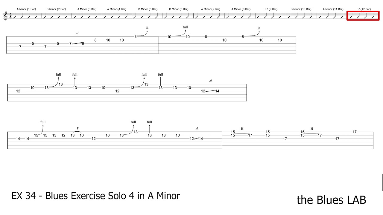 EX 34 - Blues Exercise Solo 4 in A Minor