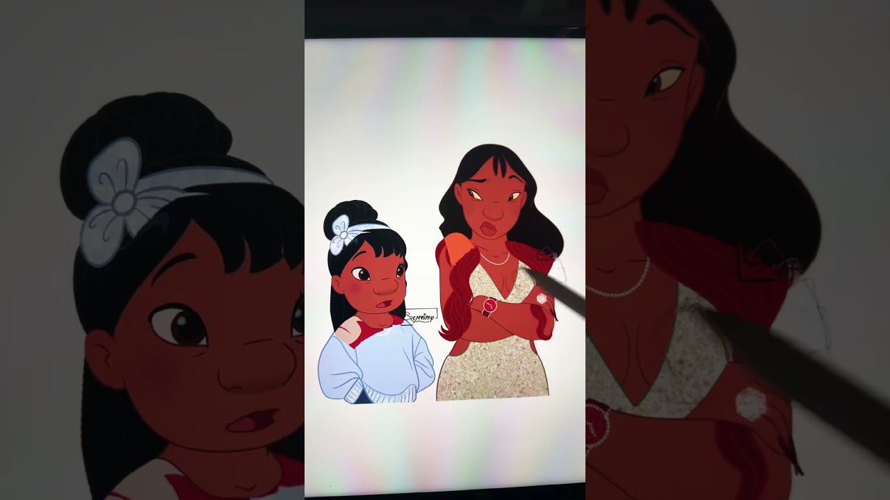 Glowup Lilo and Nani #disney #art #glowup #artist #shorts #shortvideo