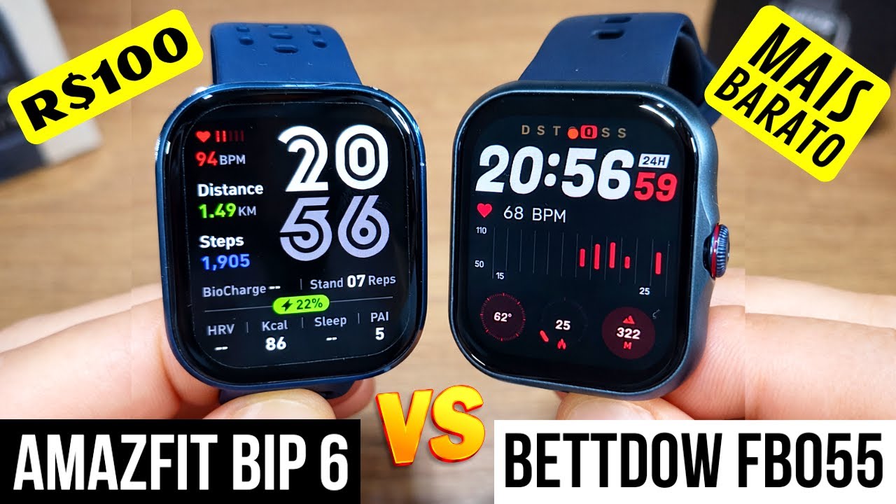 AMAZFIT BIP 6 APENAS R$100 A MAIS QUE O BETTDOW FB055! QUAL VALE MAIS A PENA? COMPARATIVO