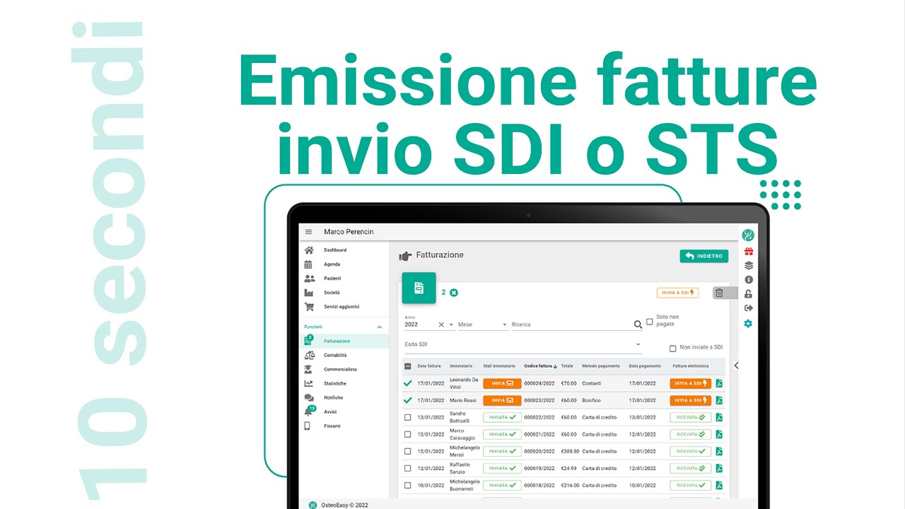 Emissione fattura e invio SDI e STS  | OsteoEasy