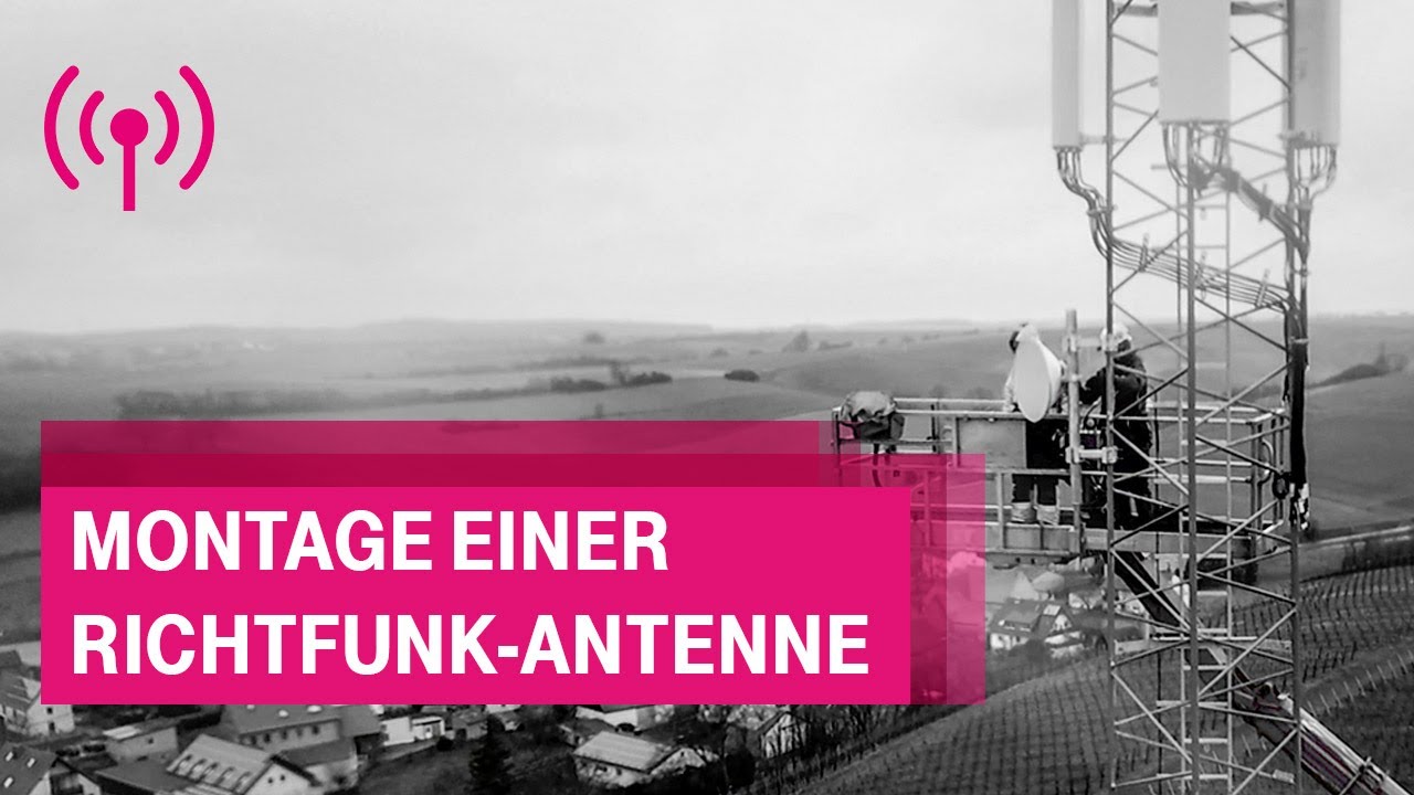 Montage der Richtfunk-Antenne Dettelbach
