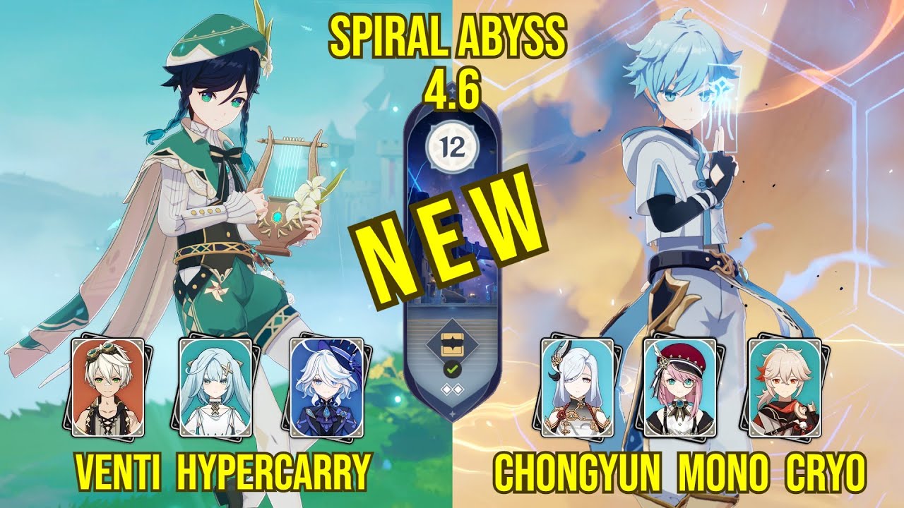 C0 Venti Hypercarry & C6 Chongyun Mono Cryo | Spiral Abyss Version 4.6