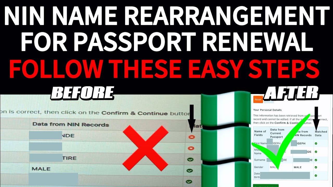 Nigerian Passport Renewal/ NIN Name Rearrangement/ Follow These Easy Steps
