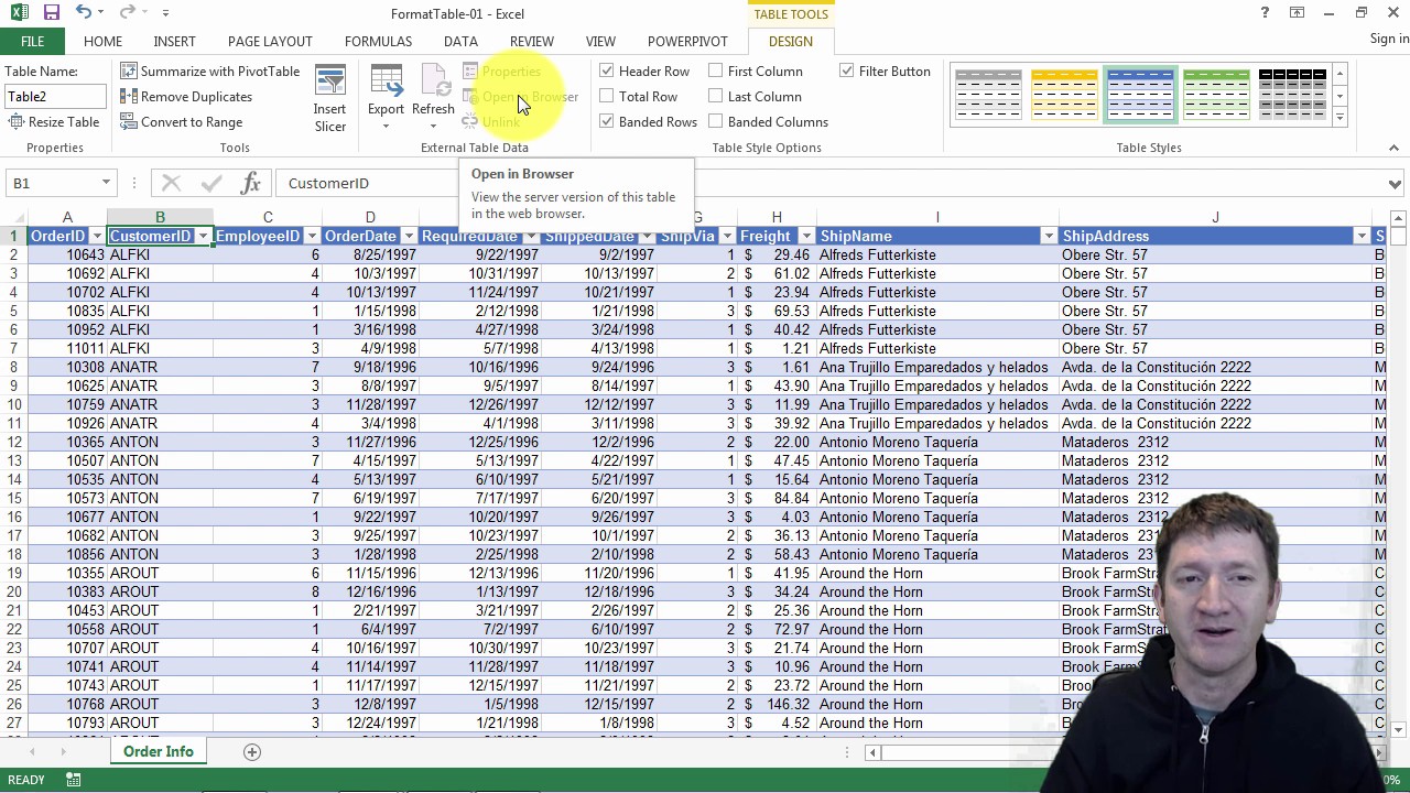 Microsoft Excel Format as Table Feature