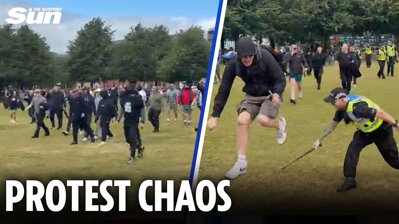 Glasgow immigration protests descend into chaos as police clash with protesters