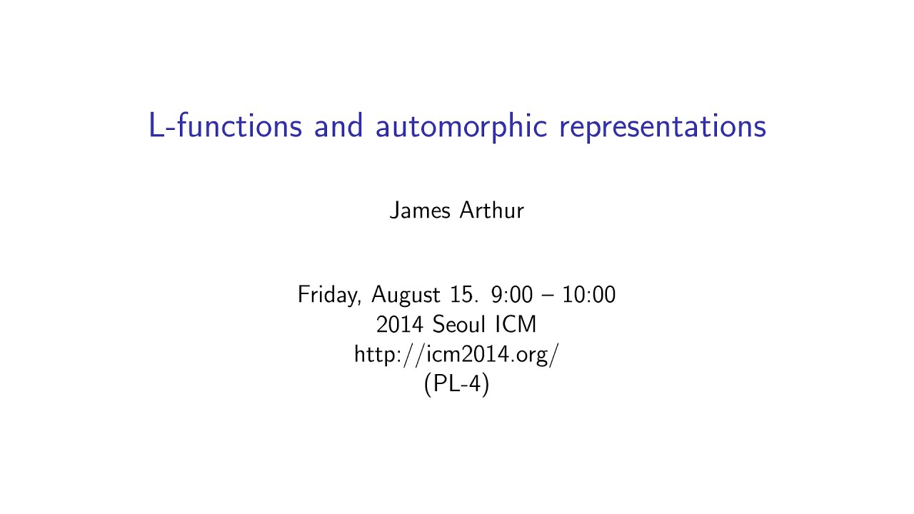 ICM2014 VideoSeries PL4: James Arthur on Aug15Fri