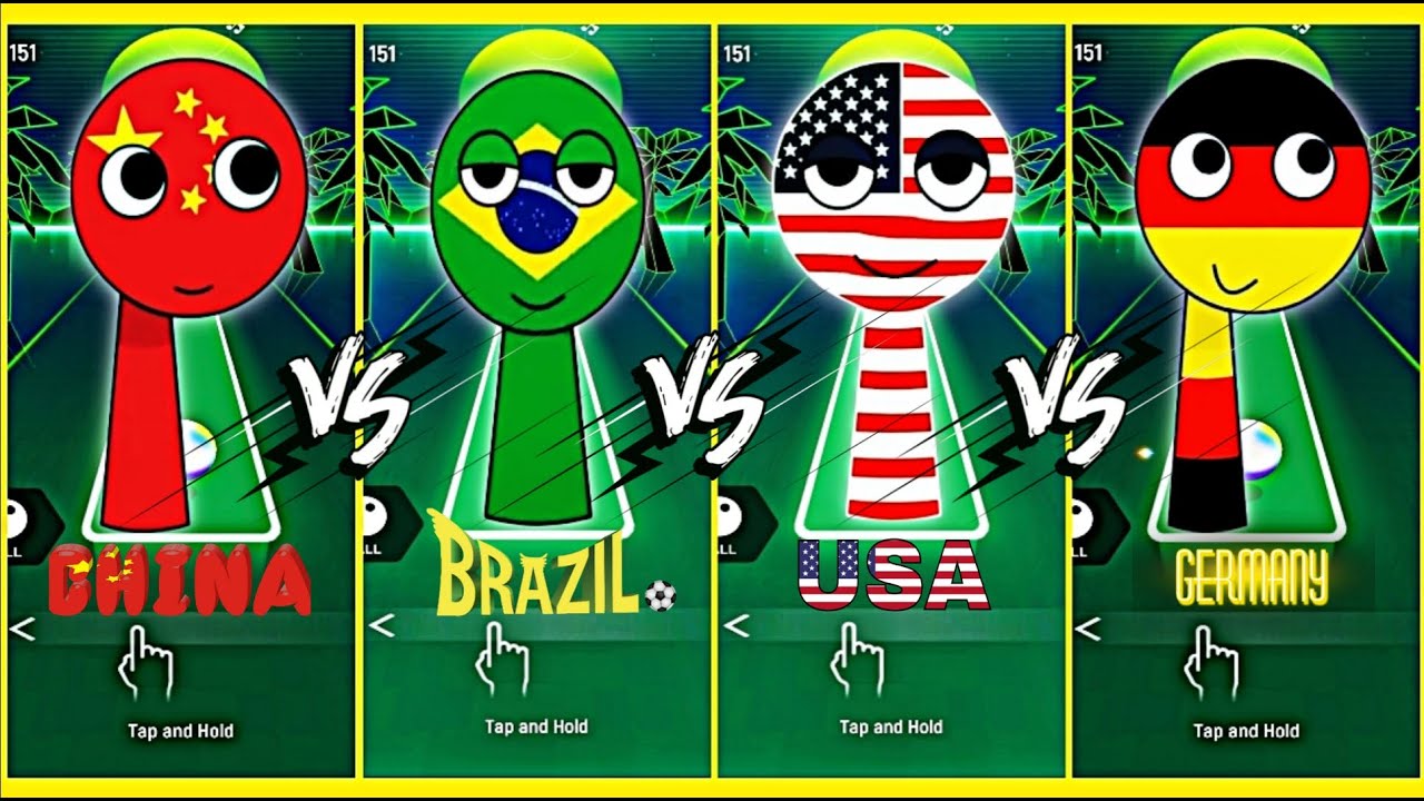 SPRUNKI OC CHINA🆚BRAZIL🆚USA 🆚GERNMANY COFFIN DANCE SONG 🎼 COVER IN TILES HOP