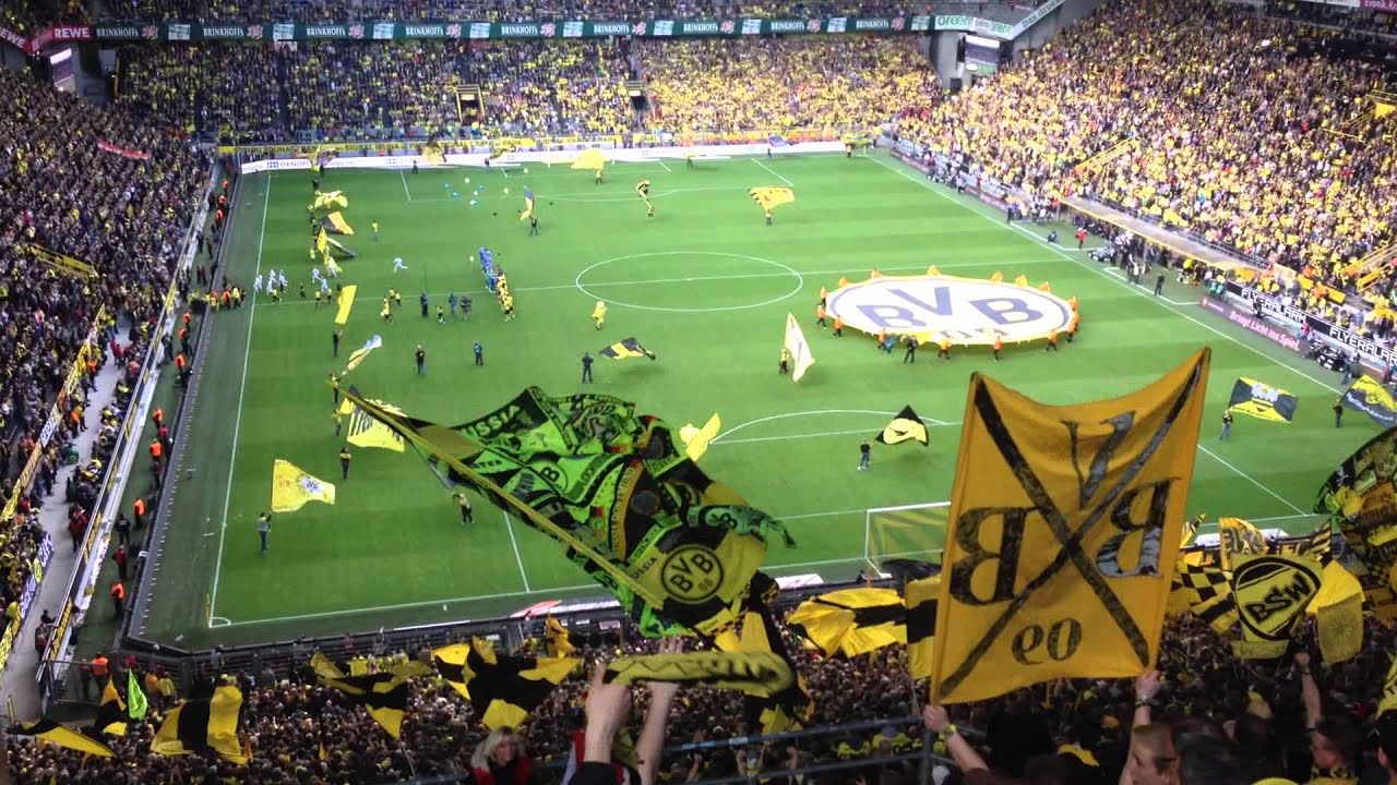 Borussia Dortmund fans are singing Heja BVB!