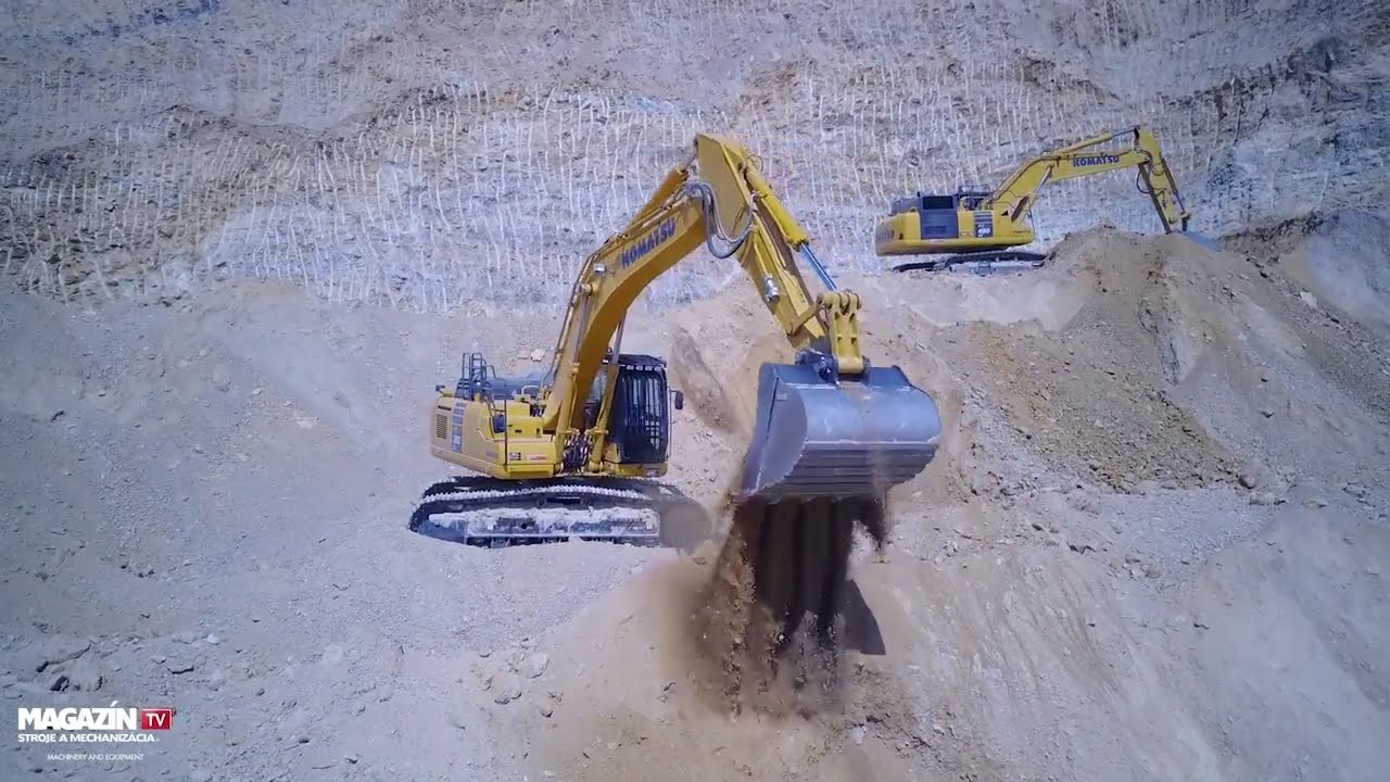 KOMATSU PC360LC & KOMATSU PC490LC excavators digging in quarry