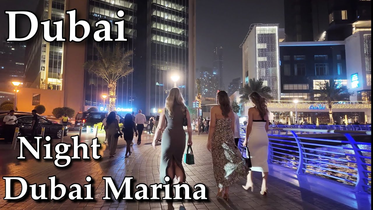 Dubai 4K | Amazing Dubai Marina Walk at Night | City Lights & WaterfrontViews in 4K