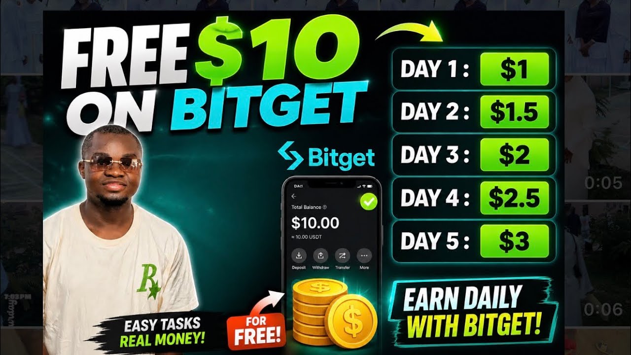 🔥 FREE $10 on Bitget! Earn Daily Rewards for 5 Days (Step-by-Step Guide)