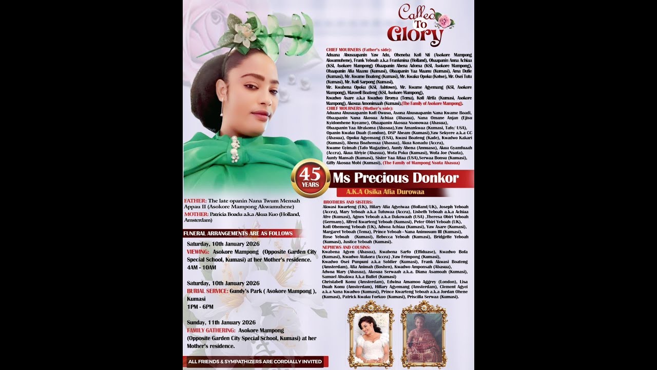 FINAL FUNERAL RITES OF MS PRECIOUS DONKOR || 10TH JANUARY 2026 || ASOKORE MAMPONG