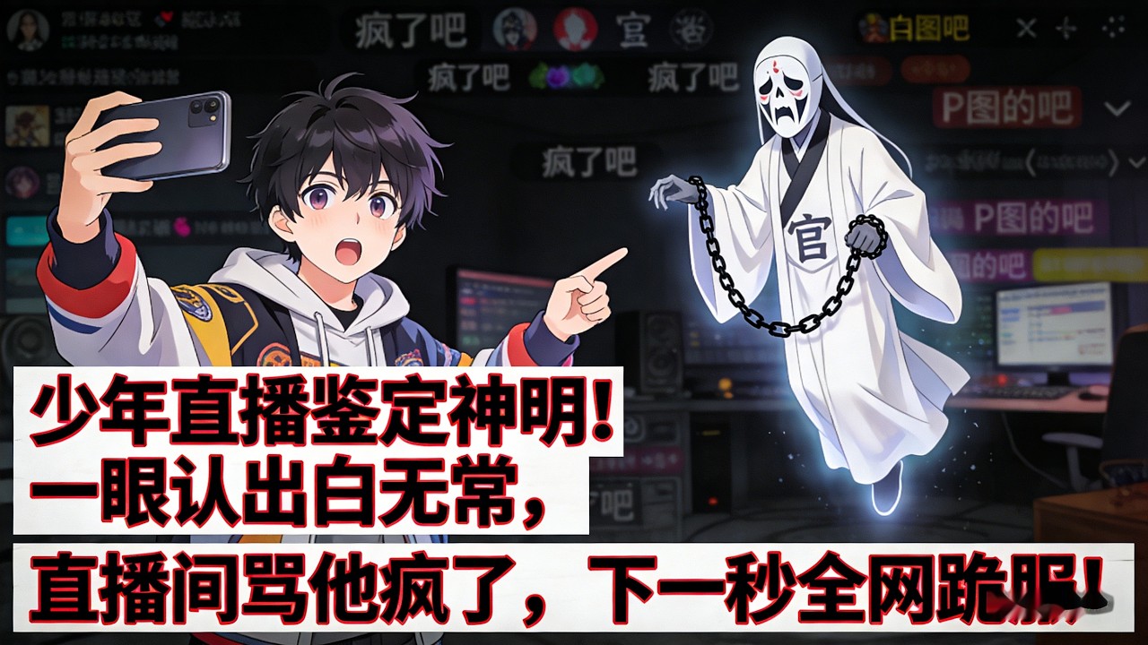 直播鉴定神明！一眼认出白无常，直播间骂他疯了下一秒全网跪服#重生 #穿越 #小說推薦 #小說 #逆襲 #玄幻小說 #玄幻文 #都市小說 #年代小說 #修仙 #種田文 #種田小說 #劇情 #動漫 #漫畫