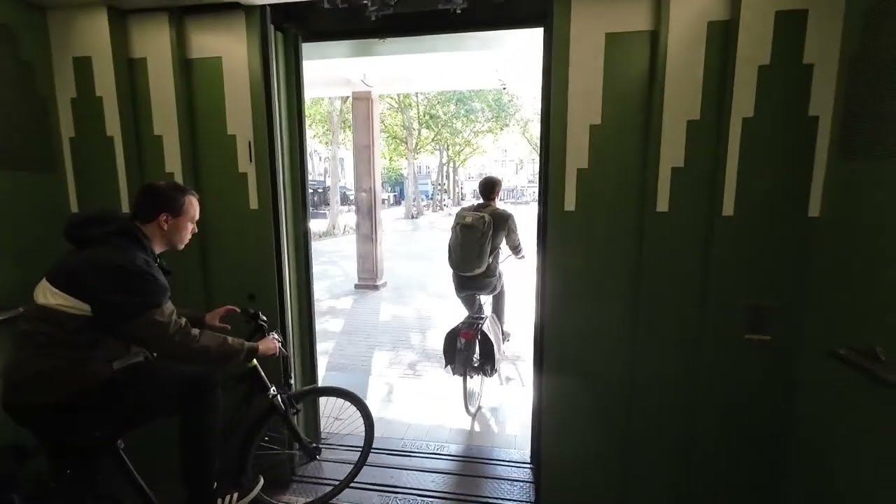 Cycling in the Sint Anna tunnel Antwerpen