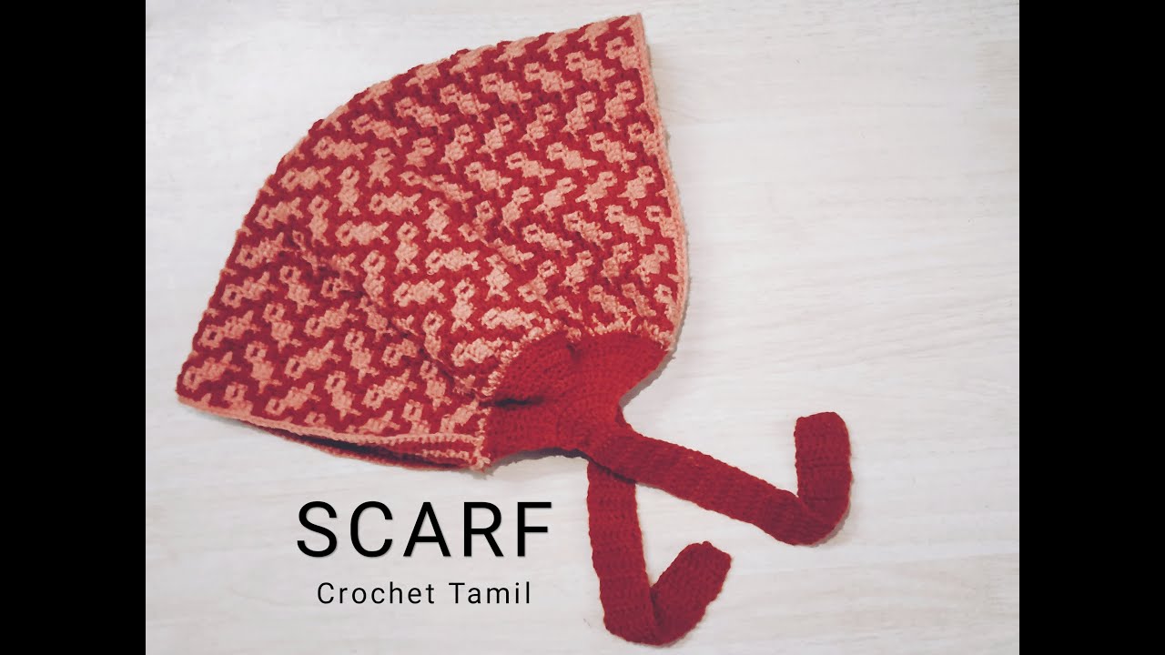 scarf crochet | mosaic pattern scarf | crochet tamil | english subtitle