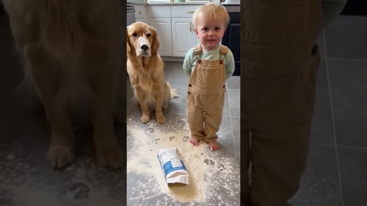 Guilty Dog vs Innocent Toddler: Flour Disaster Caught on Camera!