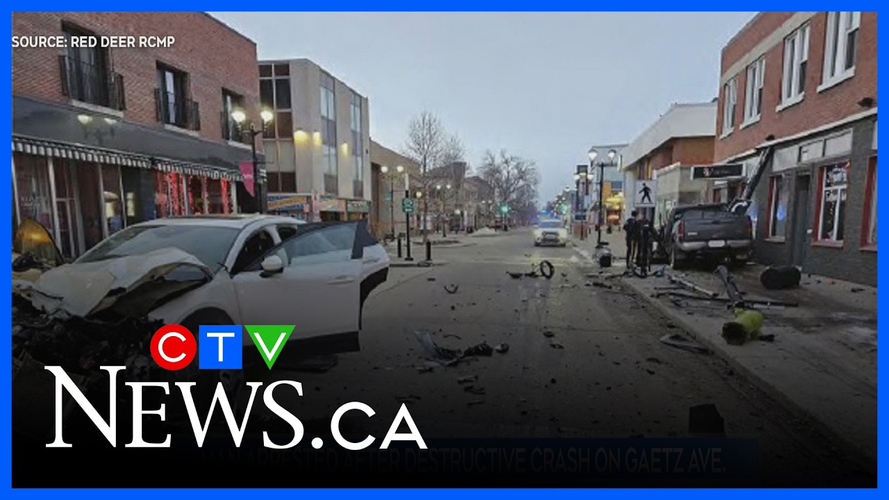 1 arrested after stolen truck smashes into downtown building | CTV News Red Deer for Feb. 25, 2026