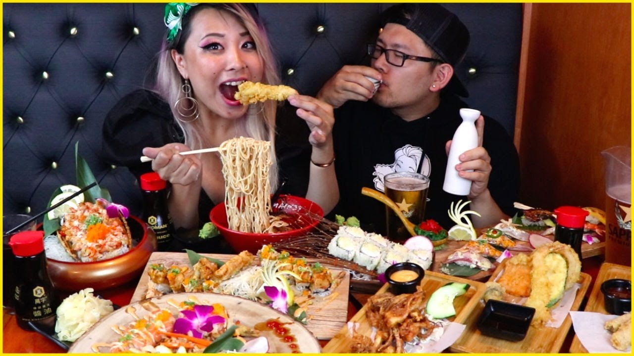 ALL YOU CAN EAT SUSHI WITH BOYFRIEND #RainaisCrazy Aburi Sushi in Pasadena MUKBANG