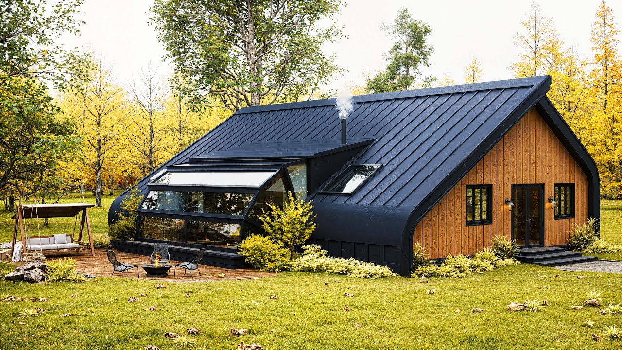 55' x 33' (17m x 10m) Luxury A-Frame Cabin w/ Perfect Interior Design - Ultimate Cozy Cabin Interior
