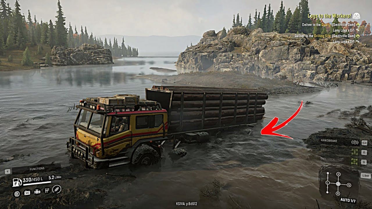 Logs to the Workers - Deliver to the Quarry | Long Logs | SnowRunner GamePlay