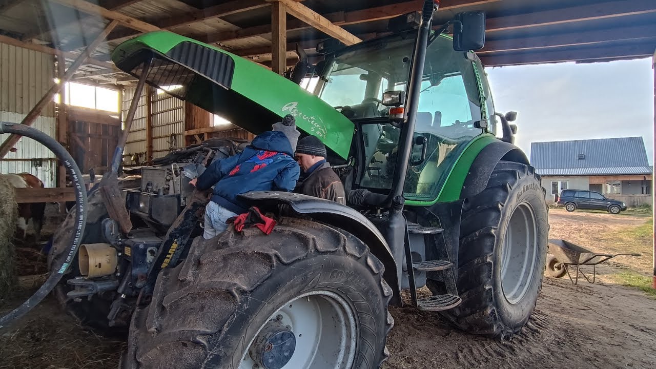 Wymiana paska klinowego w Deutz Fahr Agrotron 6.45s |Wymiana paska w ciągniku z przednim WOM |Vlog |