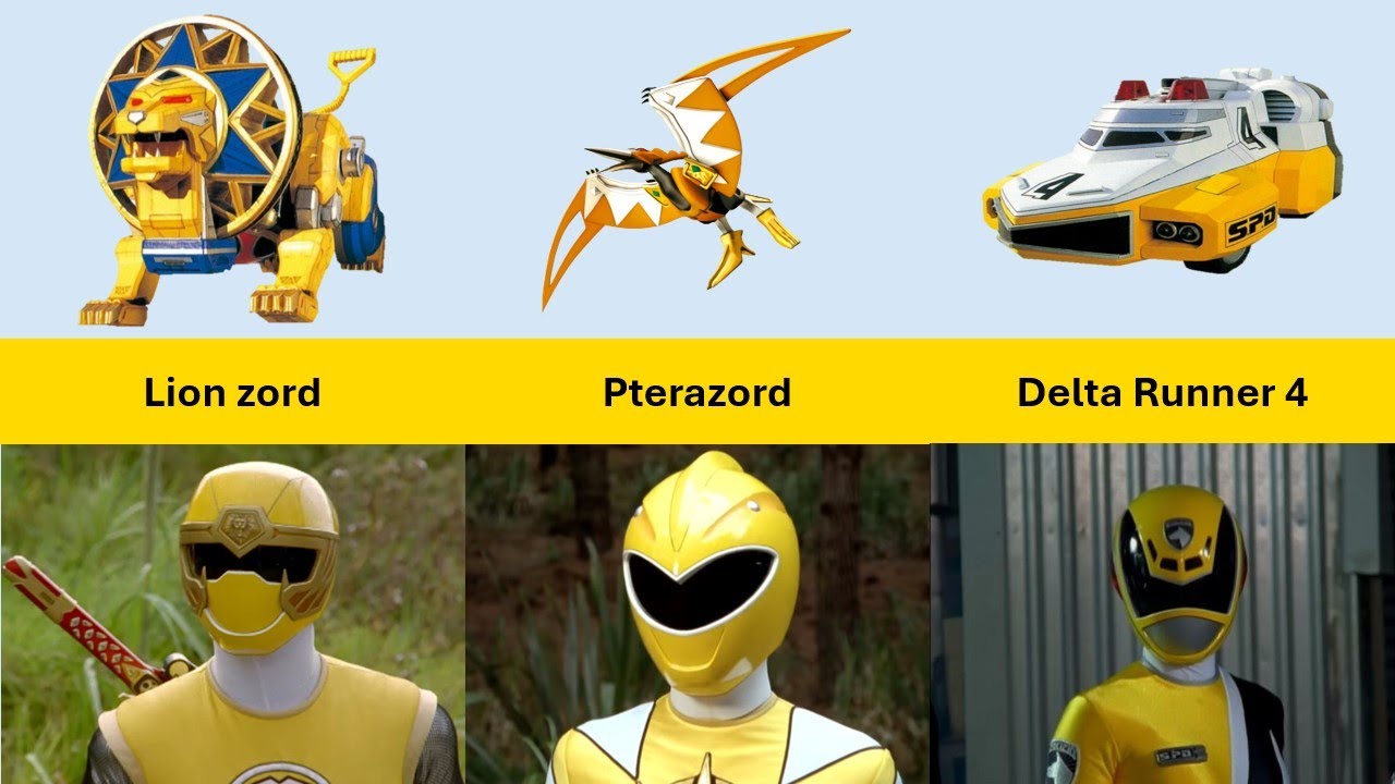 All Yellow Rangers and Their Zords | Power Rangers Legacy
