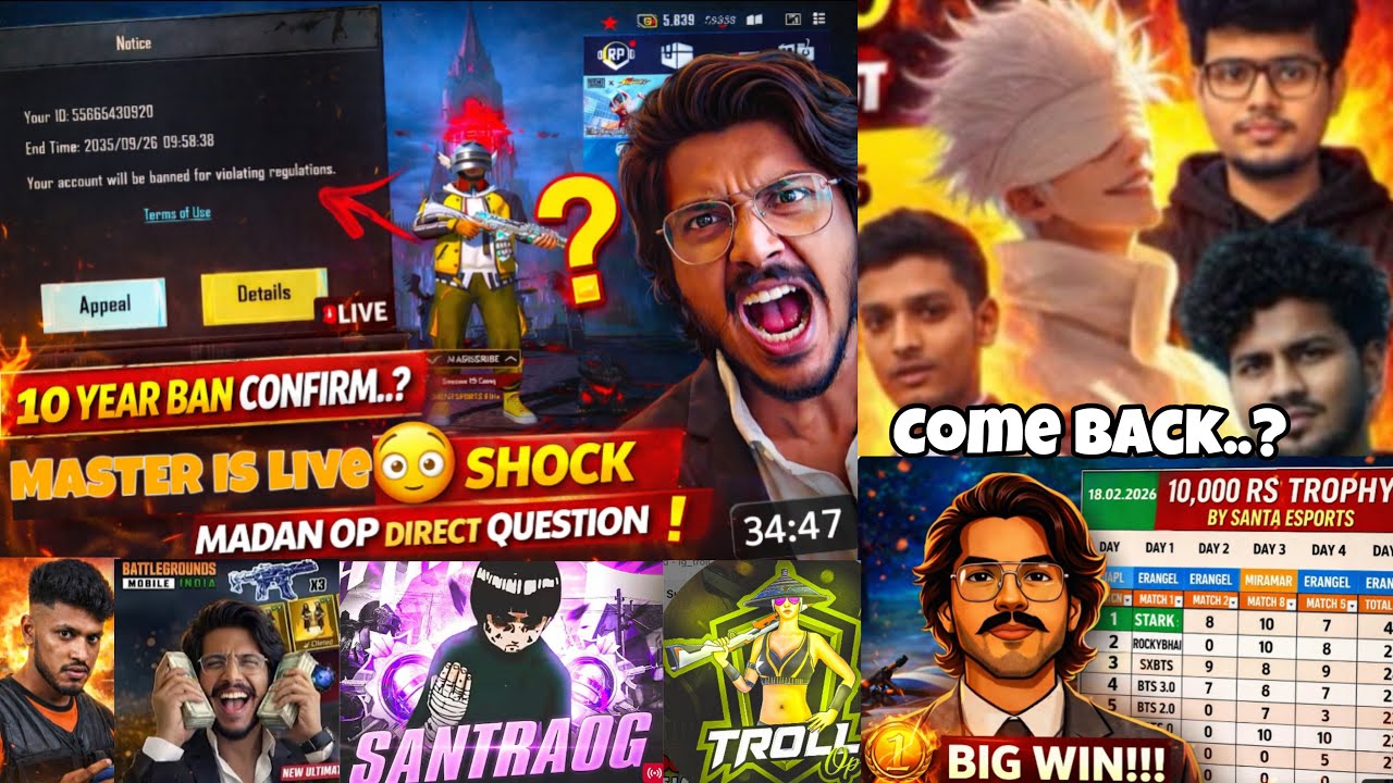 10 Year Ban Confirm ah..? 😳| Master is Live  | Madan OP Direct Question #madan #botsquad #btswar 
