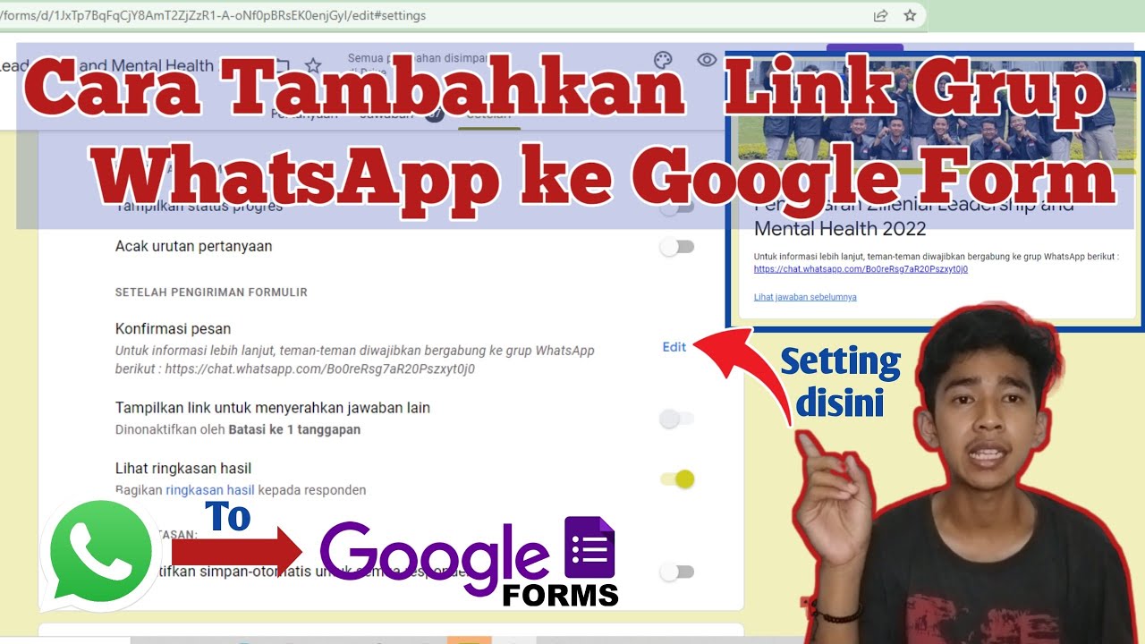 Cara Menambahkan Link Grup WA di Google Form | Cara Menaruh Link Grup WA di Google Form