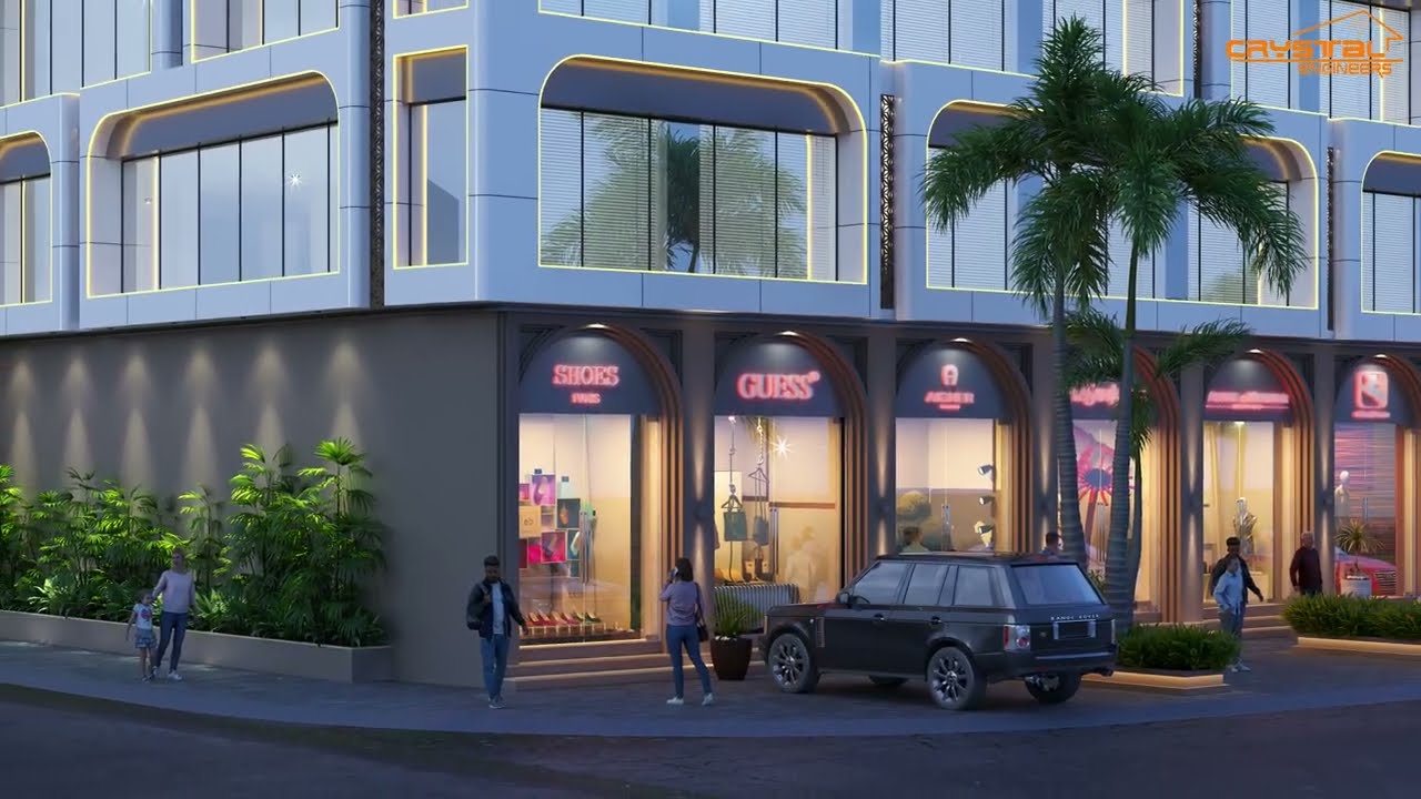 Latest 3D Elevation Design of Commercial Building with Shops and Offices