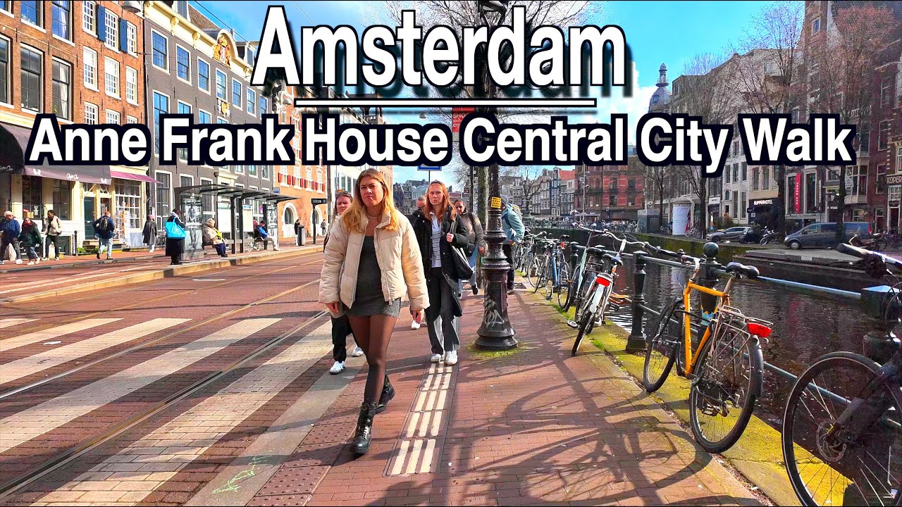 Amsterdam Sunny Walk To Anne Frank House to Museumplein |5k 60 | UHD Amsterdam Sounds
