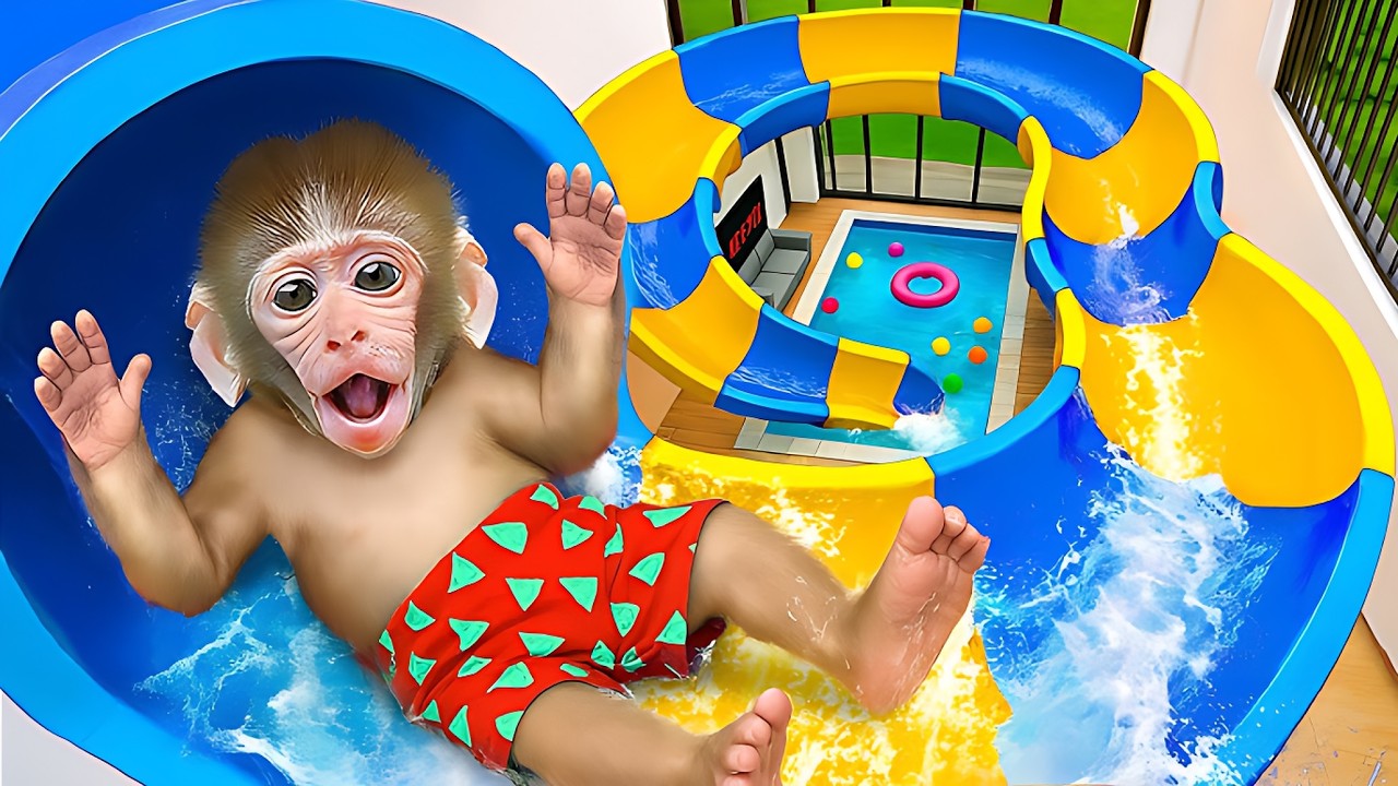 Baby Monkey Loves the Pool| Nursery Rhymes & Kids Songs |Bobby Kids Songs  #monkeybaby #animalshome