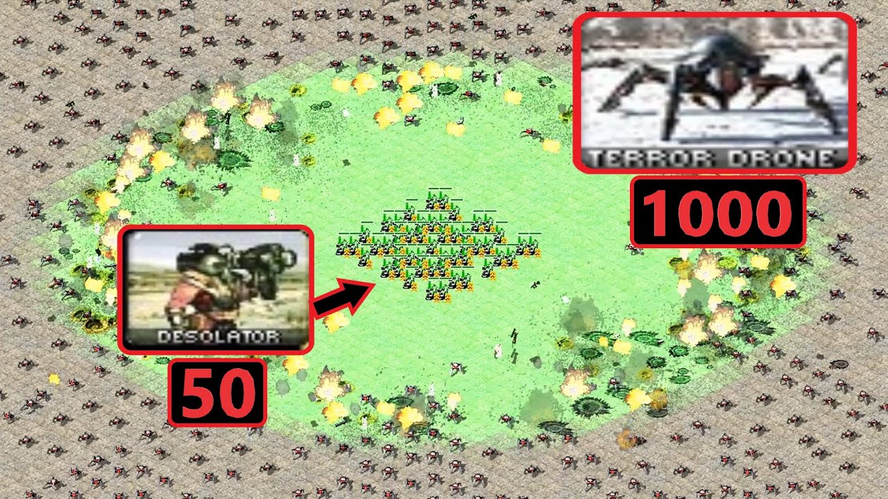50 Desolators vs 1000 Terror Drones - Red Alert 2