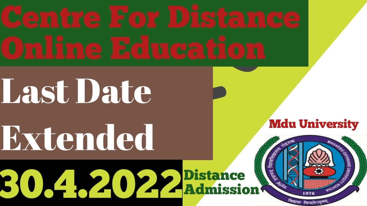 Mdu Distance Admission january feburary Session 2022# last Date Extended 30.04.2022 central for DDE