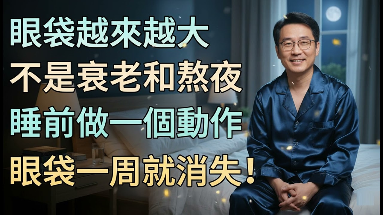 眼袋越來越大，不是衰老和熬夜，睡前做一個動作，眼袋一周就消失！#健康知识#老年健康#健康养生#醫師健康日記