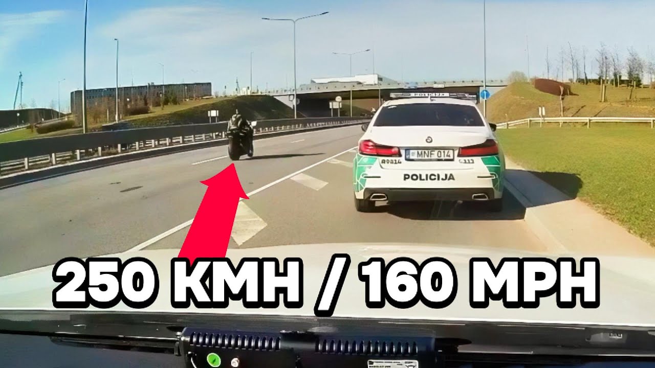 Insane 250 km/h Motorcycle Chase in Lithuania (Police Footage)