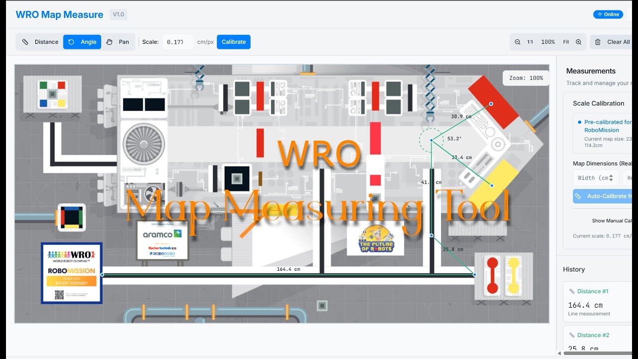 WRO Map Measure – Measure Distances & Angles for Robotics Challenges (Online & Offline)