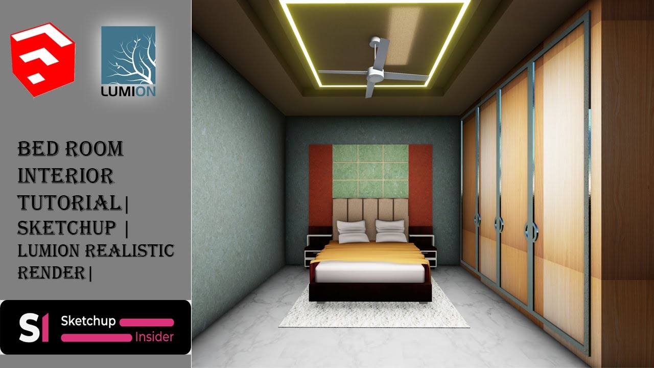 SKETCHUP INTERIOR DESIGN BEDROOM TUTORIAL - 1 || LUMION INTERIOR RENDER SKETCHUP || #REALISTIC