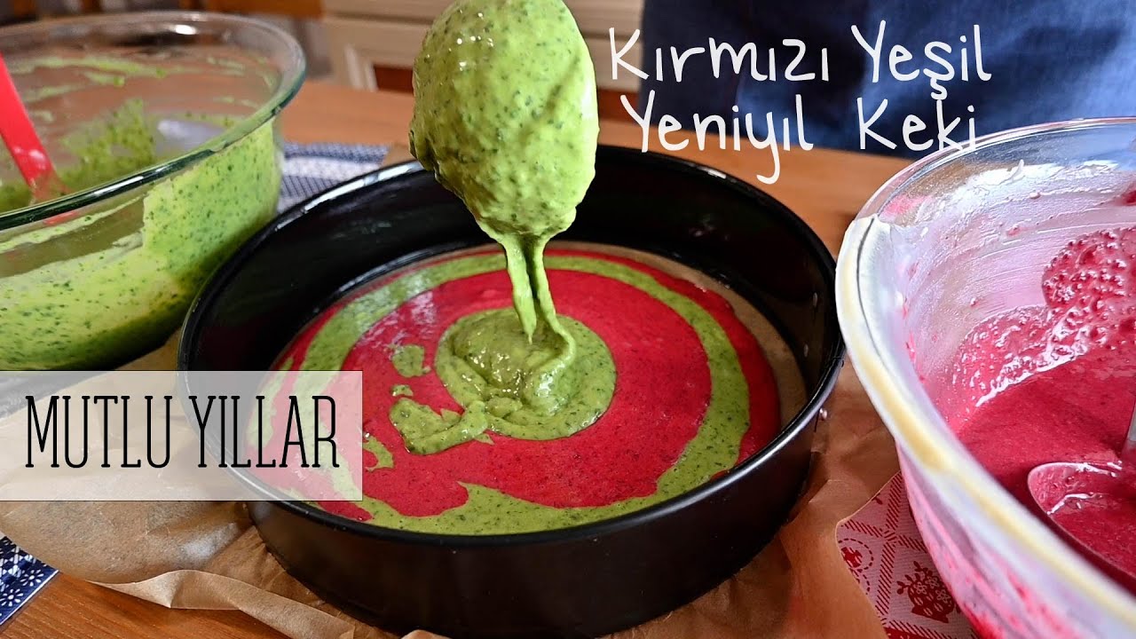 Kırmızı Yeşil Yılbaşı Keki 🚫 Gıda Boyası Yok❗️Besleyici, Lezzetli ve Çok Eğlenceli 🎁 Mutlu yıllar.