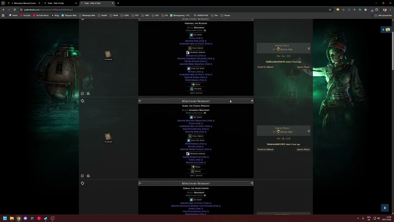 How to search for a good Manyshot Mercenary | PoE 3.29 Allflame