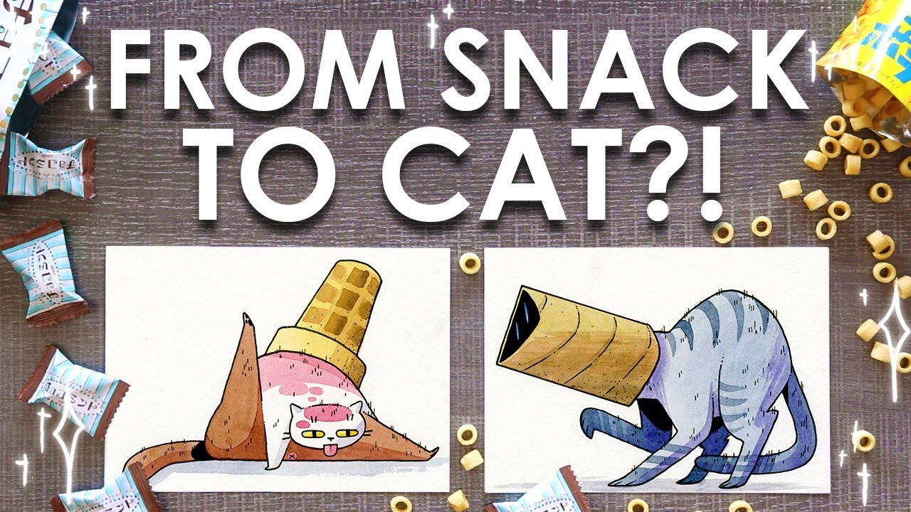 Drawing CATS inspired by SNACKS - Tokyo Treat Unboxing & Challenge