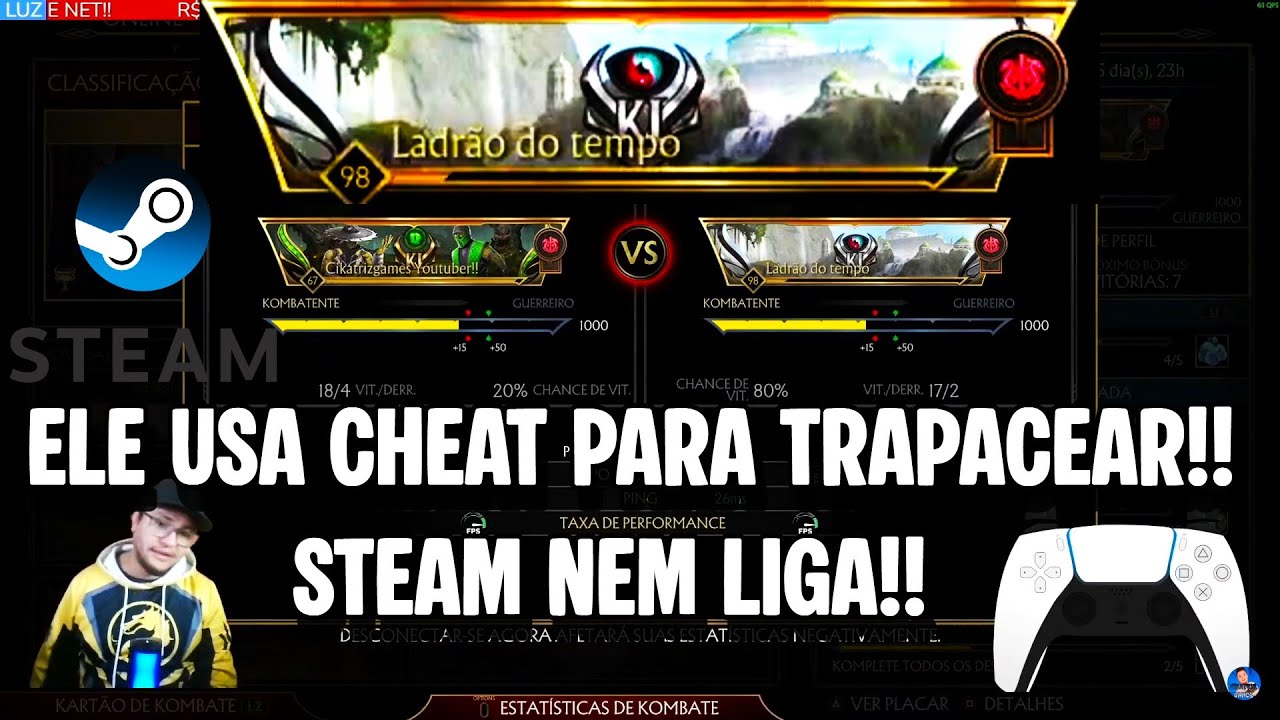 ⚠️ ESSE LADRÃO DO TEMPO USA CHEAT NA CARA DURA NO MK11 DA STEAM!! ⚠️