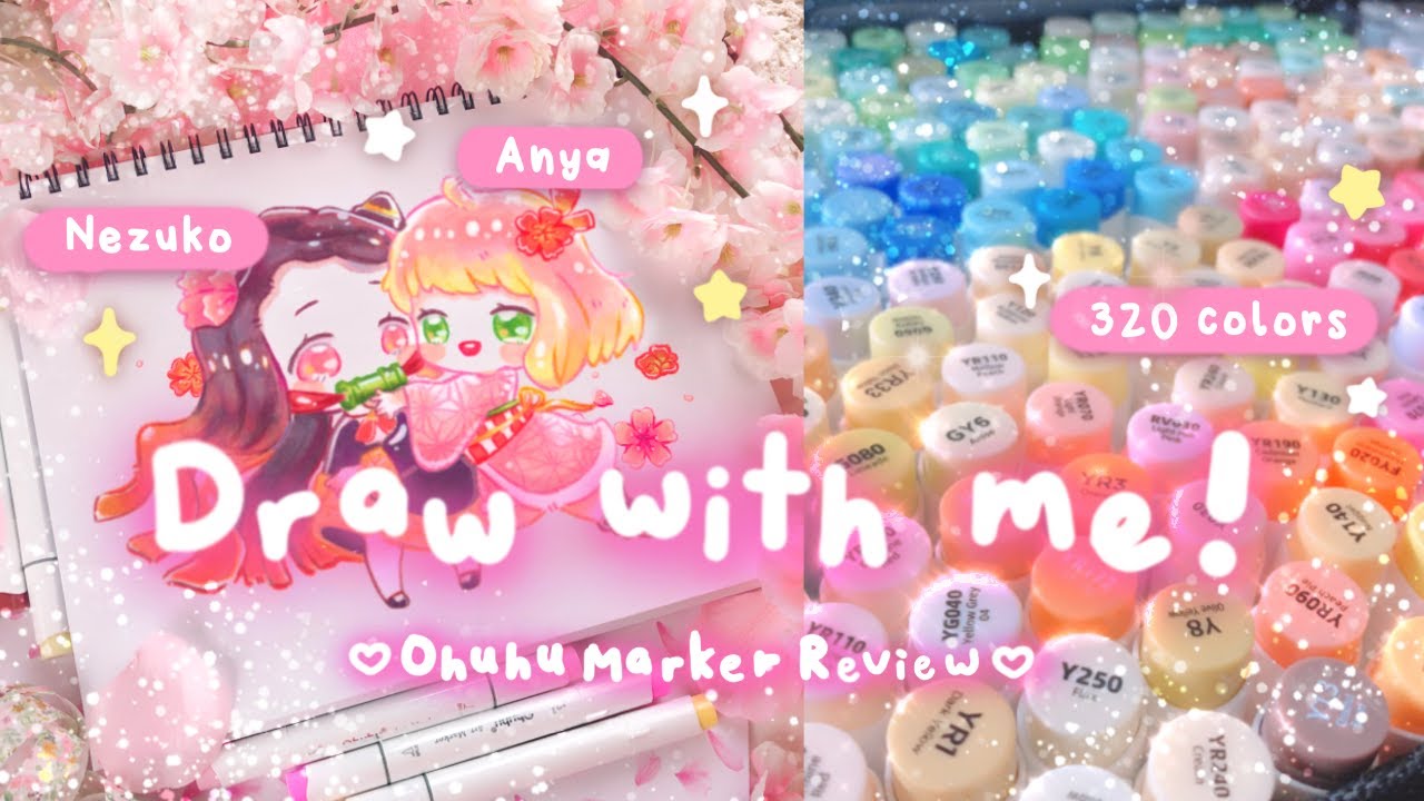 🌸 Draw With Me | Ohuhu 320 Alcohol Markers Review | Marker Art Demon Slayer x Spy Family