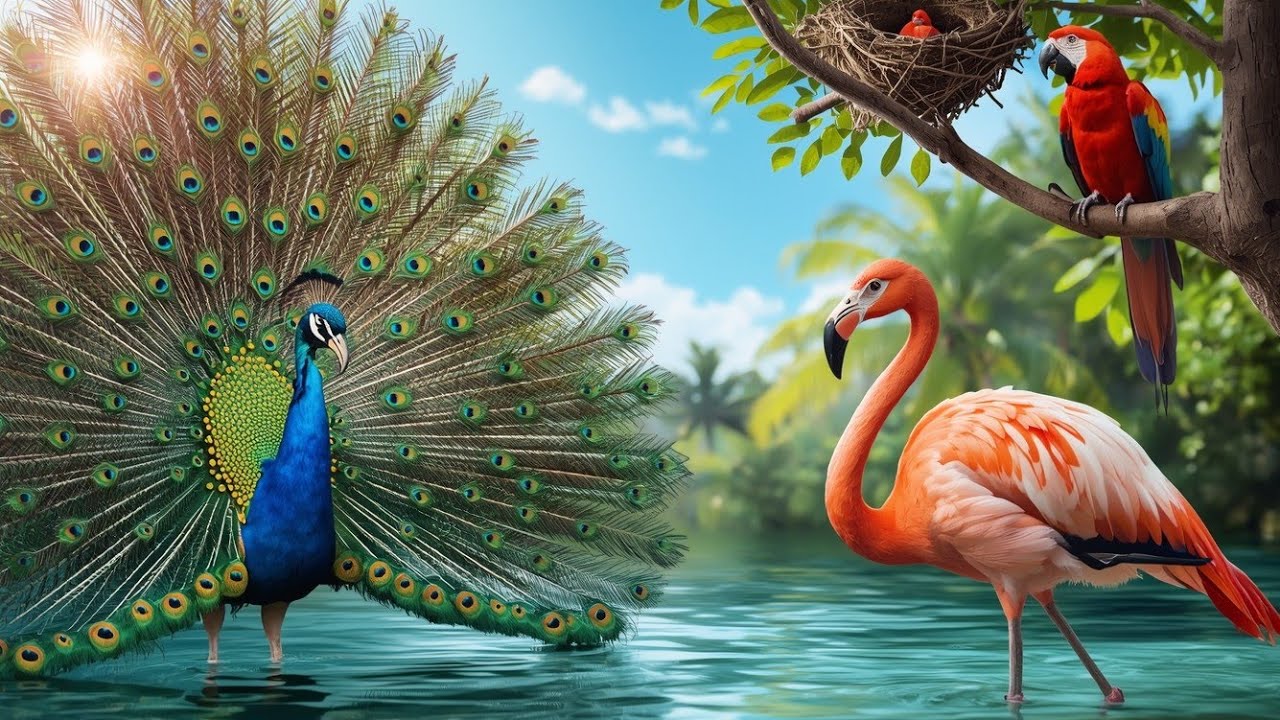 Beautiful Colorful Birds in Nature | Baby Birds, Long Legs, Long Beaks | Full HD Natural Sounds