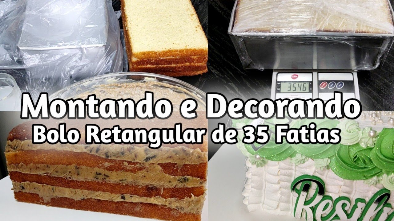 Bolo Retangular 35 fatias / Montando e Decorando / 25x17x10cm