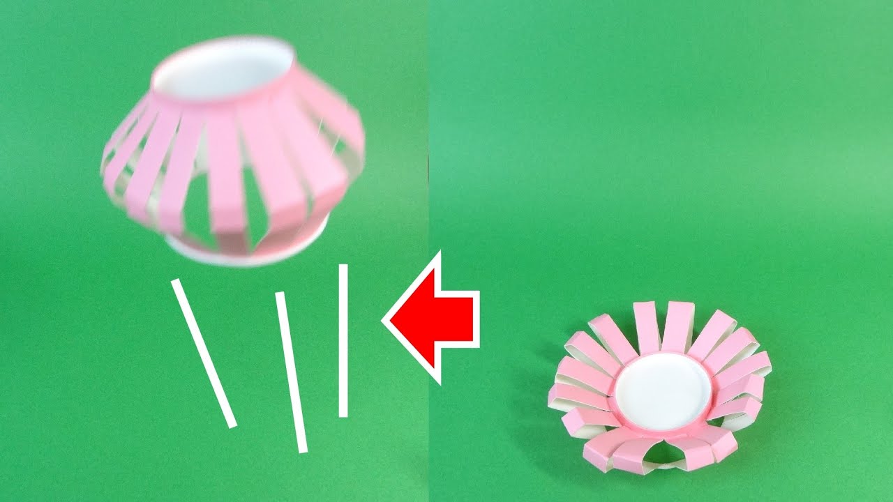 動く紙コップ工作「ジャンプフラワー」Paper Cup Craft 