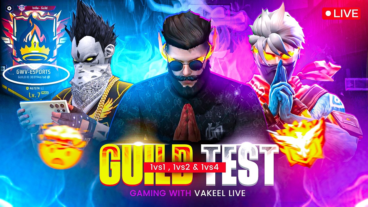 FREE FIRE LIVE CUSTOM || SUBSCRIBERS ONLY GUILD TEST INDIA-65 NO 1V2 & 1V4 #fflive #guildtest #short
