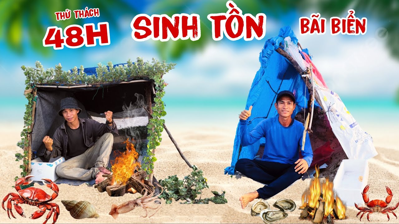 Chạm trán rắn chàm quạp cực độc khi đi sinh tồn - Thử thách 48H sinh tồn sống sót ngoài bờ biển