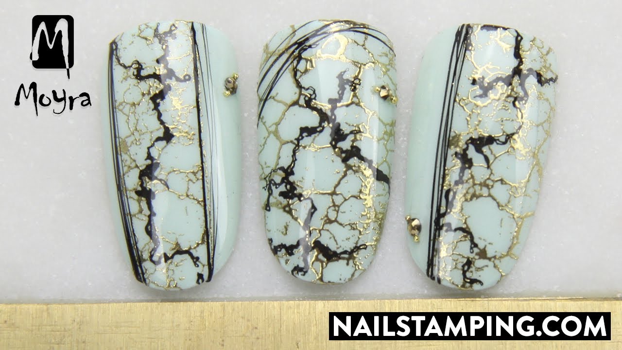 💅✨Marble nail art with mirror powder and spider gel (nailstamping.com)