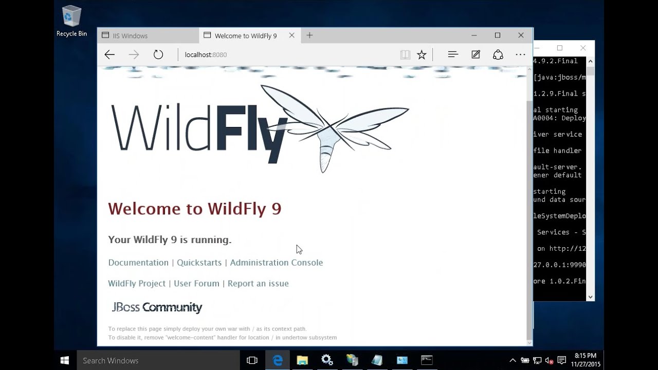 JBOSS WildFly 9 on Windows 10 using IIS