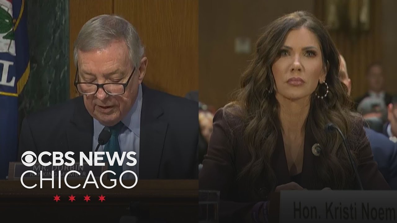 Illinois Senator Dick Durbin presses DHS Secretary Kristi Noem during Senate hearing